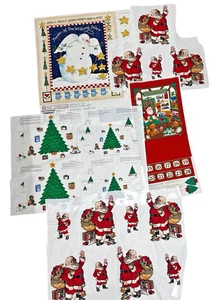 Vtg Christmas Cut Sew Fabric Panels + Appliques Santa Snowman Teddy Dog LOT - Picture 1 of 15