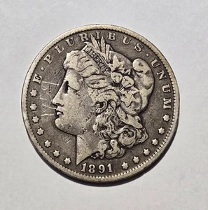 Dólar de plata Morgan 1891 CC $1 Carson City moneda clave de Estados Unidos 26,3 g - Imagen 1 de 2