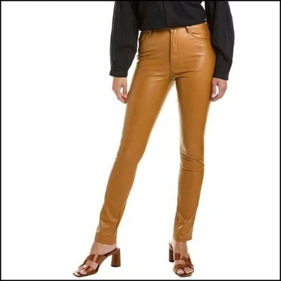 Pantalones MOTHER The High Waisted Rail Skimp imitación cuero tostado anacardo silencioso lujo 28 Foto 1 de 4