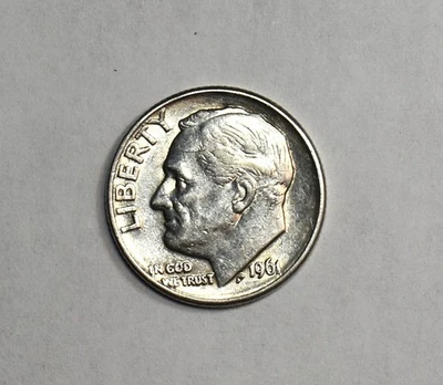 1964 D Siver Dime Multi Error Specimen Doubling, Die Cracks, Mint Fatigue XF-AU - Image 1 of 4