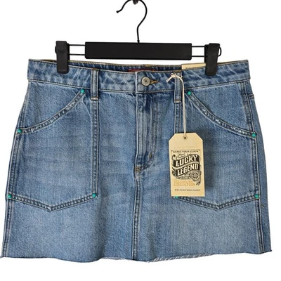Lucky Legend Western Mini Skirt Size 4/27 Denim Light Wash Turquoise Accents - Image 1 of 4