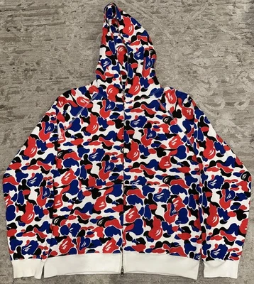 🔥🔥¡RARO! AUTÉNTICA Sudadera con Capucha Bape ABC Camuflada Roja/Blanca/Azul Cremallera Completa Azul Talla Pequeña Foto 1 de 4