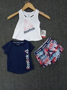 Reebok Set 3 Pezzi Canotta Unisex Bambino + T-Shirt + Pantaloncini Multicolore Taglia 2T - Foto 1 di 11