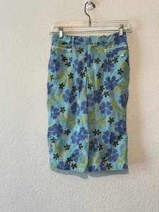 Rei Girls Size M 8/10 Blue Floral Crop Pant Adjustable Waist Hiking UPF 24x 15 - Picture 1 of 8