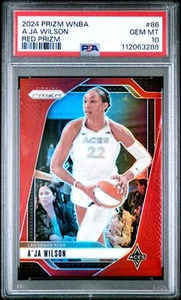 2024 PANINI PRIZM WNBA RED PRIZM #86 A'JA WILSON 117/299 PSA 10 - Picture 1 of 2