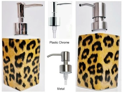 Leopard Brown Soap Dispenser Porcelain 200ml Animal Pump Metallic or Plastic - Image 1 of 4