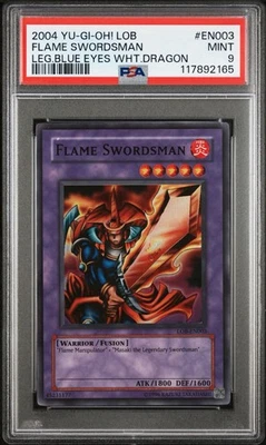 2004 Yu-Gi-Oh! Flame Swordsman Legend of Blue Eyes LOB EN Unlimited Super PSA 9 - Image 1 of 2