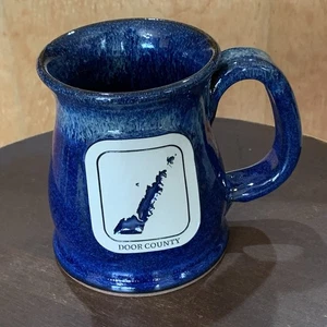 Taza Sunset Hill gres azul goteo puerta hecha a mano mapa de la isla del condado de Wisconsin - Imagen 1 de 11