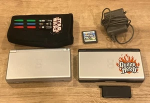Lot Of 2 Nintendo Ds Lite W/ New Super Mario Bros Light Saber Stylus Guitar Hero - Picture 1 of 7