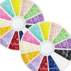 2 Wheels x - 2mm Pearl Color Rhinestones Nail Art total around 2400pcs (#73x2) - Picture 1 of 4