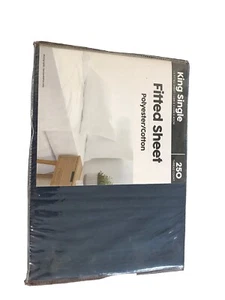 King Single Fitted Sheet Navy Blue NEW in Original Packaging - Picture 1 of 3