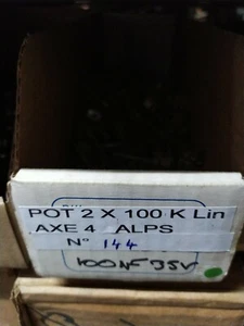 2x100 K Potentiomètre Pot Potentiometer 2x 100 K ohm Lin axe 4 ALPS P.N144 - Imagen 1 de 4