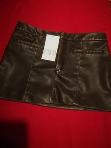 ZARA Kunst Leder Mini Rock Kohlegrau Gr.M Exclusive Sexy NEU - Bild 1 von 10