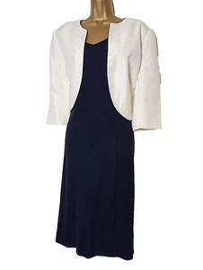 Jacques Vert Mother of the bride outfit size 22 wedding navy blue dress jacket - Picture 1 of 3