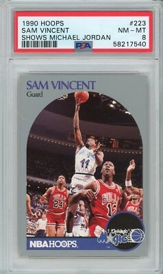 1990 Hoops #223 Sam Vincent Shows Michael Jordan PSA 8 - Image 1 of 2