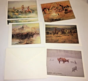 8 CHARLES RUSSELL WESTERN NATIVE AMERICAN INDIAN BLANK note cards ENVELOPES 6X5 - Picture 1 of 2
