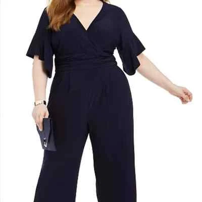 Mono Jersey Jessica Howard Talla Grande Azul Marino Sobrepelliz Acanalado en 2X Foto 1 de 4