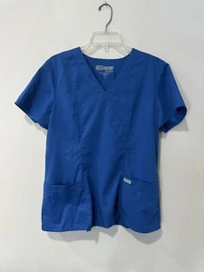 Barco Grey's Anatomy Women L Scrub Top Blue Short Sleeve Pockets Style #41101 - Picture 1 of 4