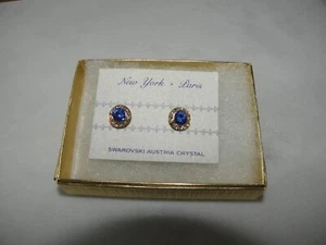 PENDIENTES ZAFIRO AZUL CRISTAL AUSTRIACO TACHUELA CON POSTES TONO DORADO NUEVOS - Imagen 1 de 5