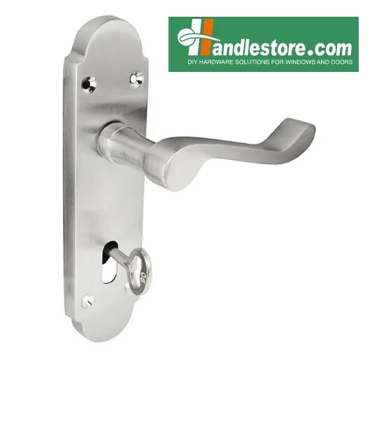 Shaped Scroll lever Mortice Keyhole interior door handles Satin chrome 1 2 3 set - Image 1 of 1