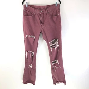 Levis Mens Jeans 511 Slim Fit Distressed 100% Cotton Burgundy Size 33x32 - Picture 1 of 9