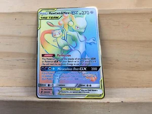 Mewtwo & Mew GX Rainbow Gold Metal Pokemon Card .Collectible. Gift/Display DIY  - Picture 1 of 8