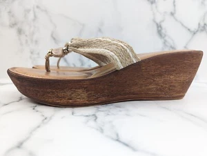 Italian Shoemakers Sandals Size 10 Thong Flip Flop Wedge - Picture 1 of 14