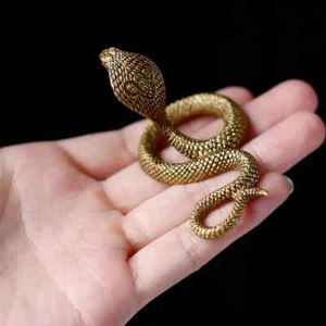 Serpente piccola statua ottone cobra animale statuina tavolo ufficio casa decorazione regalo - Foto 1 di 24