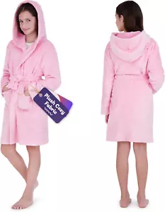 Plush Robe for Girls- Plush Winter PJ Robe with Pockets, Hoodie & Belt- Ultra-So - Picture 1 of 12