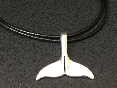 Beach Surf Whale Tail On Black Leather Rope - Image 1 of 3