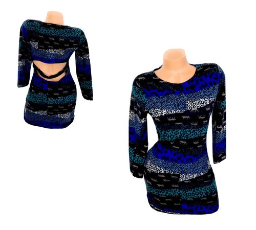 UNDERCOVER Abito Medium Victorias Secret Leopard con retro aperto manica a 3 4 nero nuovo con etichette