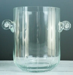 Vintage Ice Bucket Clear Cut Glass Handled Home Decor Serving Glass - Picture 1 of 8