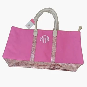Marleylilly Confetti Weekender Bag Pink Glitter Monogram KRR Large New - Picture 1 of 6
