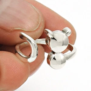 Beautiful Cat Design Ring Solid 925 Sterling Silver Handmade Jewelry Women Gift - Picture 1 of 8