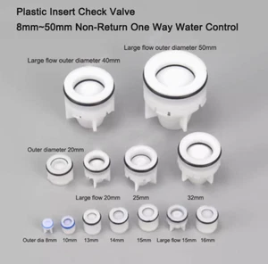 Plastic Insert Check Valve 8mm~50mm Non-Return One Way Water Control - Picture 1 of 3