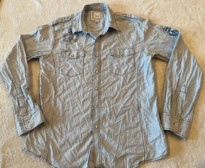 Chemise homme BKE boucle Western Pearl Snap coupe slim bleu clair taille XL - Photo 1/6