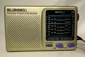 Bell&Howell 9 Band World Receiver Radio MW.SW1-7 Portable AM/FM/TV/MW/SW TESTED - Picture 1 of 3