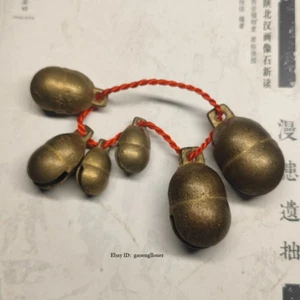 6PC Waist Oval Bell Collection Peanut Copper Bell Pendant Bracelet Pendant - Picture 1 of 8