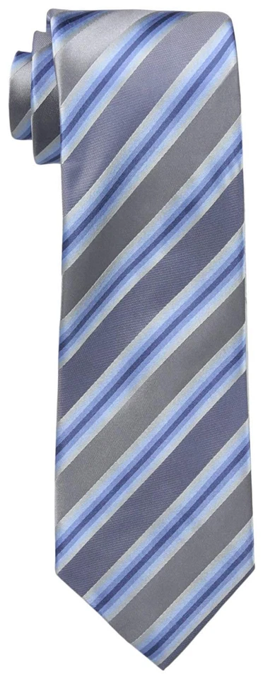 $115 Kenneth Cole Men Blue Gray Stripe Silk Dress Slim Skinny Necktie 57 X 3.25 — 第 1/1 张图片