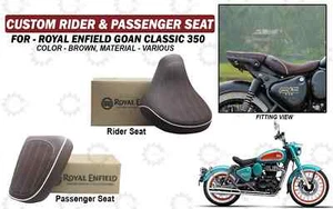 Custom Rider & Passenger "Brown Seat For Royal Enfield Goan Classic 350" - Picture 1 of 19