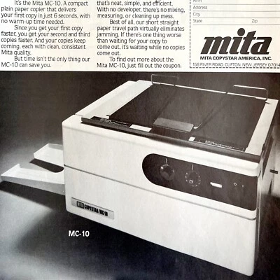 Mita Copystar Amerixa MC-10 1979 Advertisement Vintage Copier Machine DWKK7 - Image 1 of 2