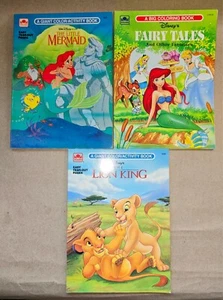 USED Vtg 90s Little Mermaid, Lion King, Fairy Tales Disney Coloring Books Lot 3 - Picture 1 of 16