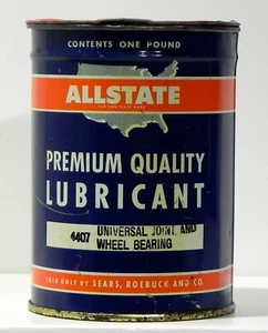vNICE Allstate Lubricant Oil Can Gas Oil Advertising Sign One Pound Grease Can - Picture 1 of 7