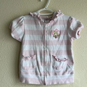 Vintage Y2K Disney Sleeping Beauty Princess Pink Striped Sweatshirt Girls 6 - Picture 1 of 4