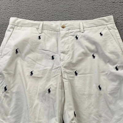 Polo Ralph Lauren Shorts Mens 33 Pony Embroidered White Stretch Classic Fit - Image 1 of 4