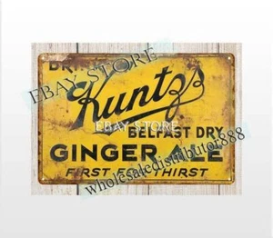 lodge cafes home walls Kuntzs Ginger Ale belfast dry metal tin sign - Picture 1 of 4