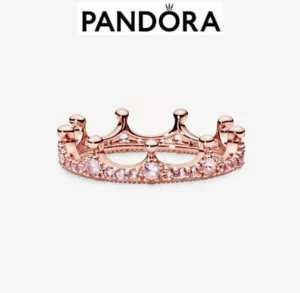 More details for new genuine authentic pandora rose pink sparkling crown ring 187087npo-52 uk m