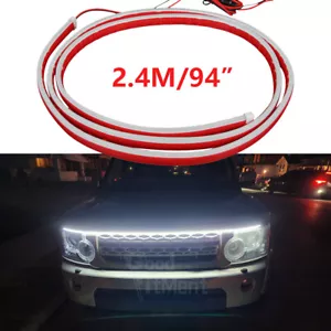 240cm Scan Start Up Car LED Hood Light Strip Flexible Daytime DRL White Running - Picture 1 of 18
