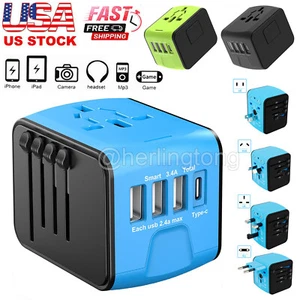 Travel Adapter International Universal 4 USB Charge Ports Converter Plug Charger - Picture 1 of 10
