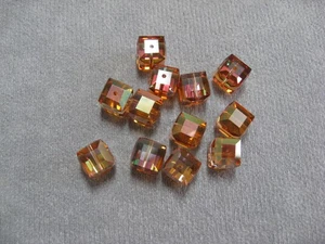 Copper Colored Swarovski Crystals    8mm  Cube - Picture 1 of 3